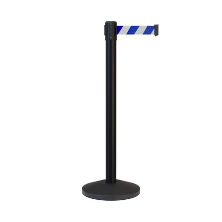 MONTOUR LINE Stanchion Belt Barrier Black Post 11ft. Blu/Wh Belt M630-BK-BWD-110